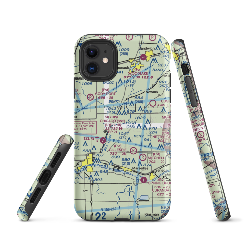 Jim Wehrli Memorial Airport (34IS) VFR Sectional  Tough iPhone Case iPhone 11 model shown