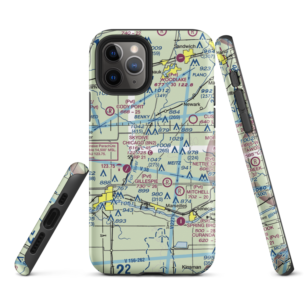 Jim Wehrli Memorial Airport (34IS) VFR Sectional  Tough iPhone Case iPhone 11 Pro model shown