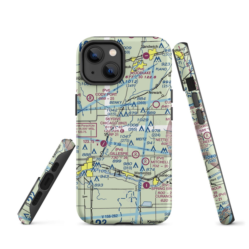 Jim Wehrli Memorial Airport (34IS) VFR Sectional  Tough iPhone Case iPhone 14 model shown