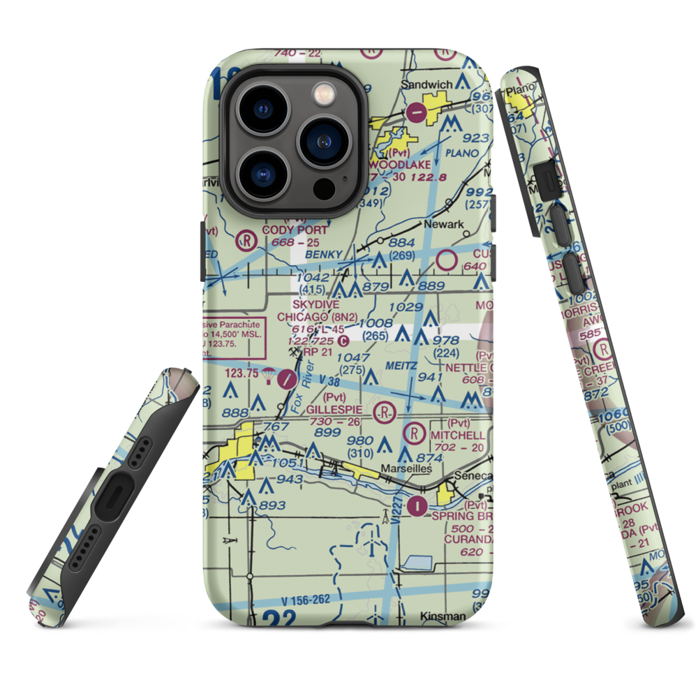 Jim Wehrli Memorial Airport (34IS) VFR Sectional  Tough iPhone Case iPhone 14 Pro Max model shown