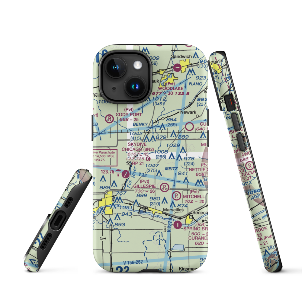 Jim Wehrli Memorial Airport (34IS) VFR Sectional  Tough iPhone Case iPhone 15 model shown