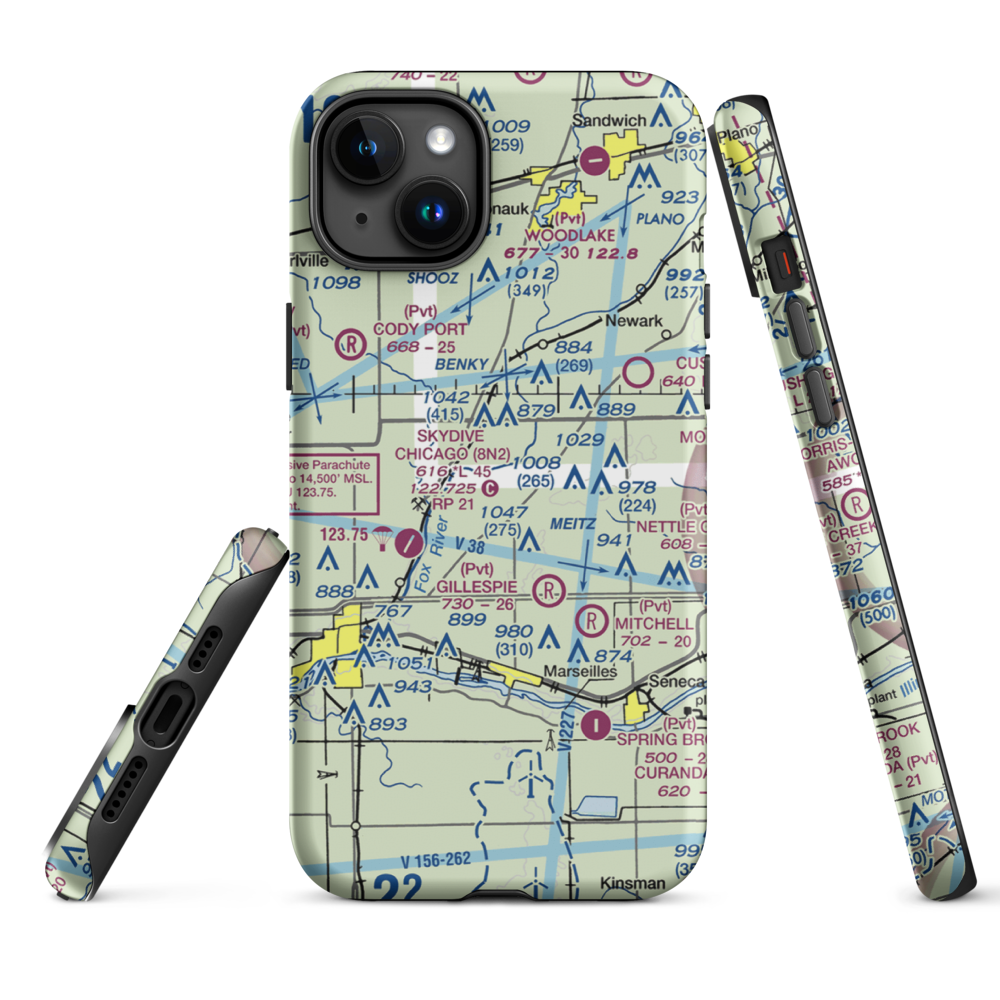 Jim Wehrli Memorial Airport (34IS) VFR Sectional  Tough iPhone Case iPhone 15 Plus model shown