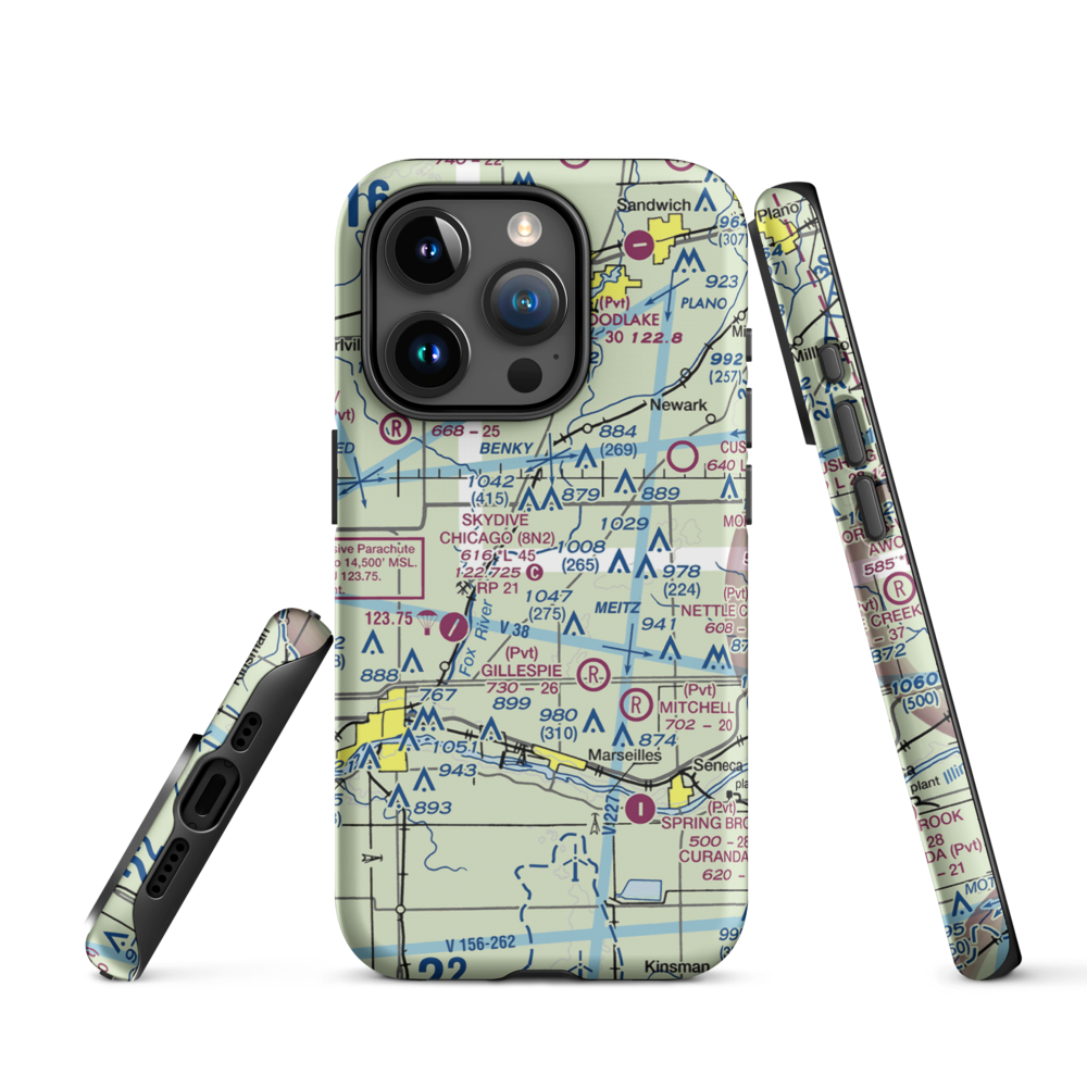 Jim Wehrli Memorial Airport (34IS) VFR Sectional  Tough iPhone Case iPhone 15 Pro model shown