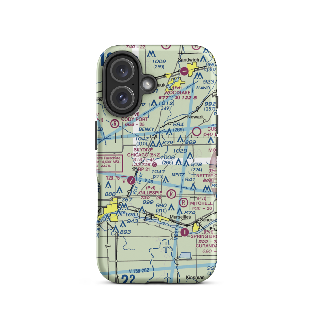 Jim Wehrli Memorial Airport (34IS) VFR Sectional  Tough iPhone Case iPhone 16 model shown