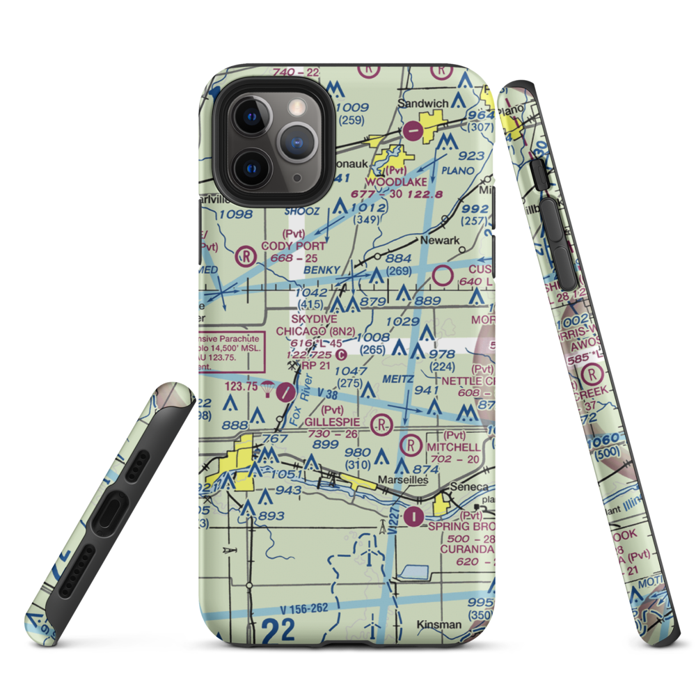 Jim Wehrli Memorial Airport (34IS) VFR Sectional  Tough iPhone Case iPhone 11 Pro Max model shown