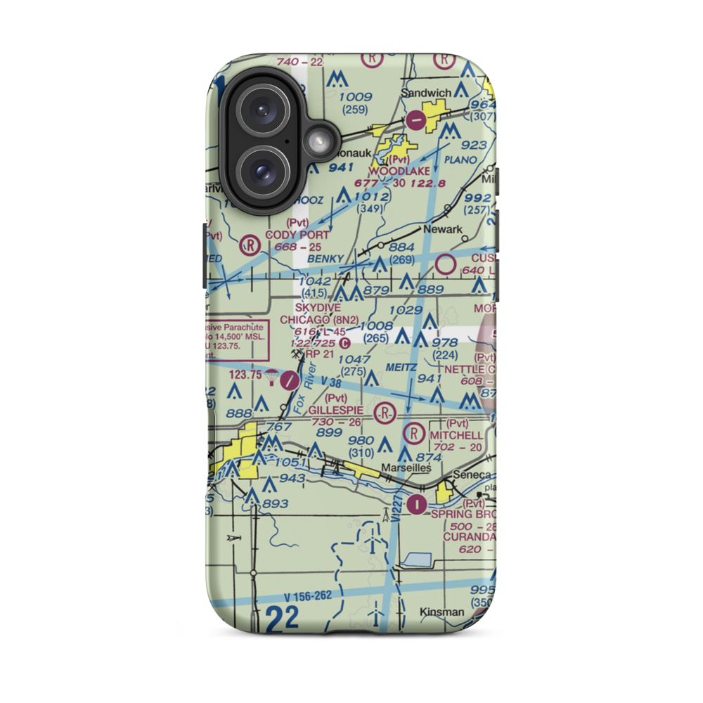 Jim Wehrli Memorial Airport (34IS) VFR Sectional  Tough iPhone Case iPhone 16 Plus model shown