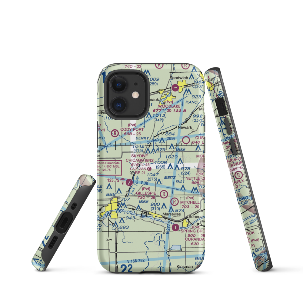 Jim Wehrli Memorial Airport (34IS) VFR Sectional  Tough iPhone Case iPhone 12 mini model shown
