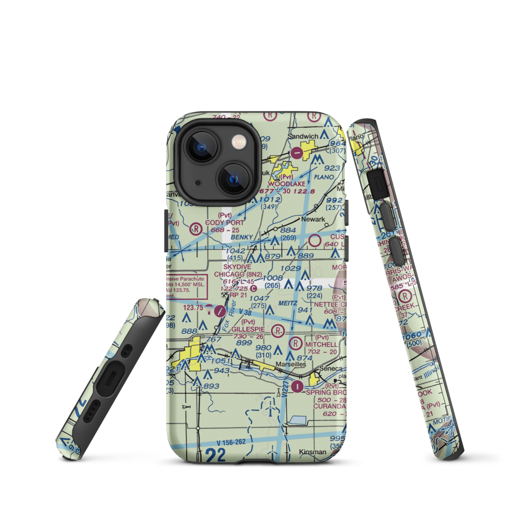 Jim Wehrli Memorial Airport (34IS) VFR Sectional  Tough iPhone Case iPhone 13 mini model shown