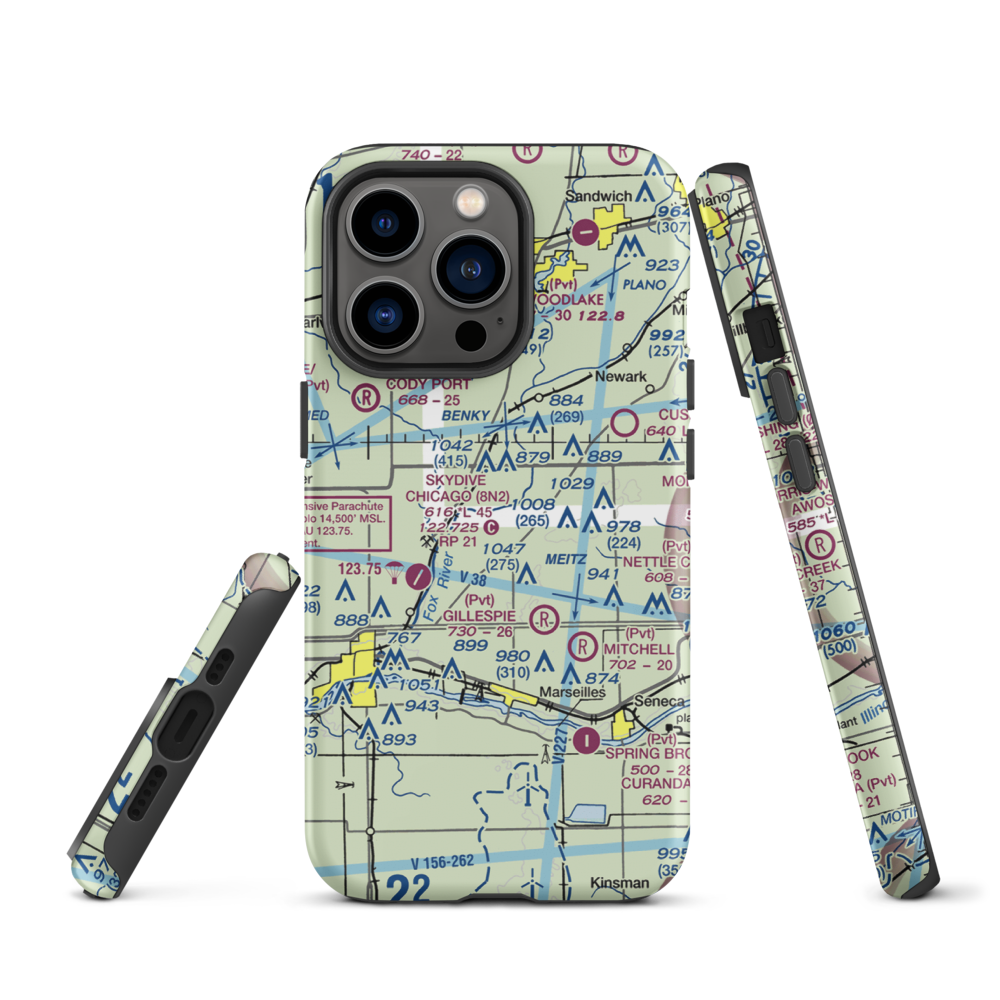 Jim Wehrli Memorial Airport (34IS) VFR Sectional  Tough iPhone Case iPhone 13 Pro model shown