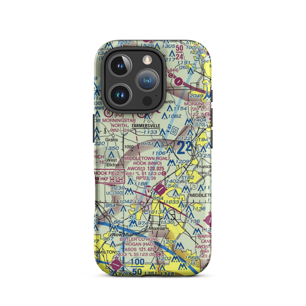 Jims Airport (OH63) VFR Sectional  Tough iPhone Case iPhone 16 Pro model shown