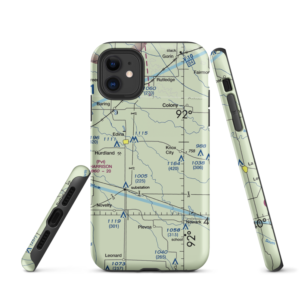 Joe D Lewis Airport (0MO5) VFR Sectional  Tough iPhone Case iPhone 11 model shown