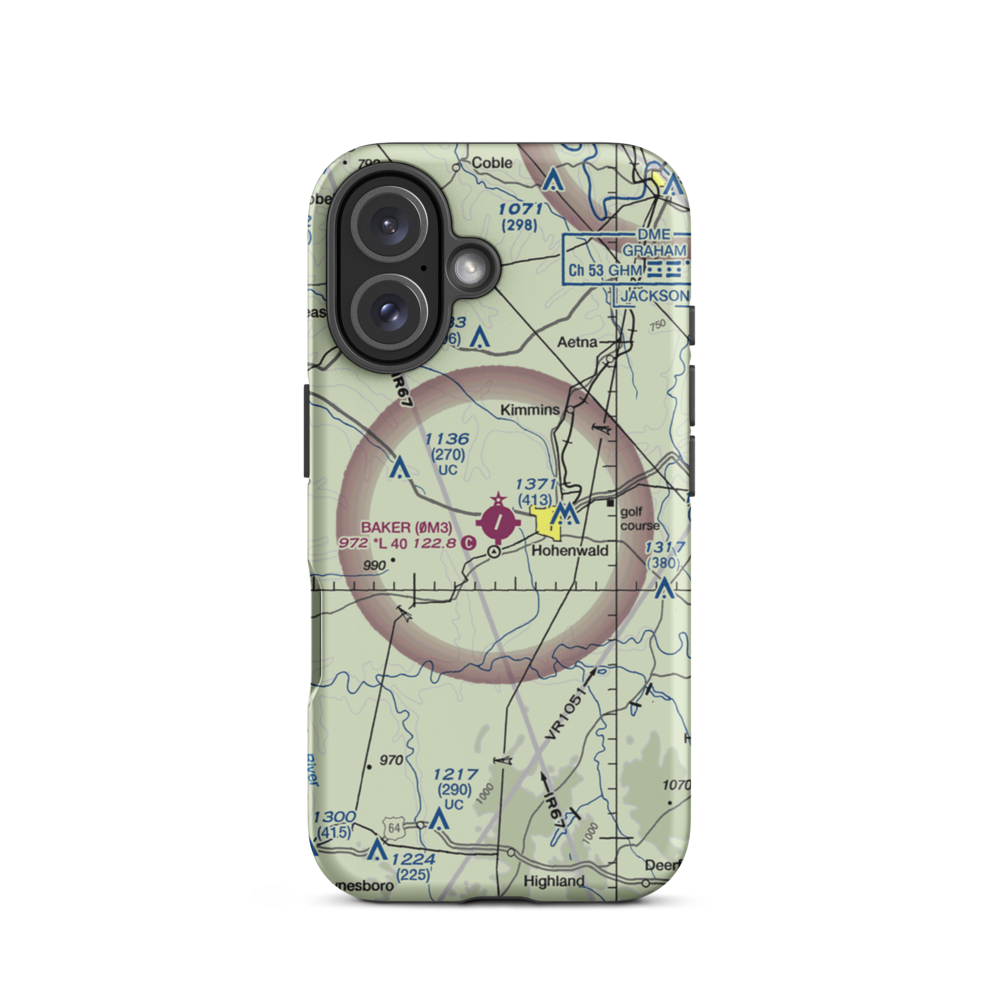 John A Baker Field (0M3) VFR Sectional  Tough iPhone Case iPhone 16 model shown