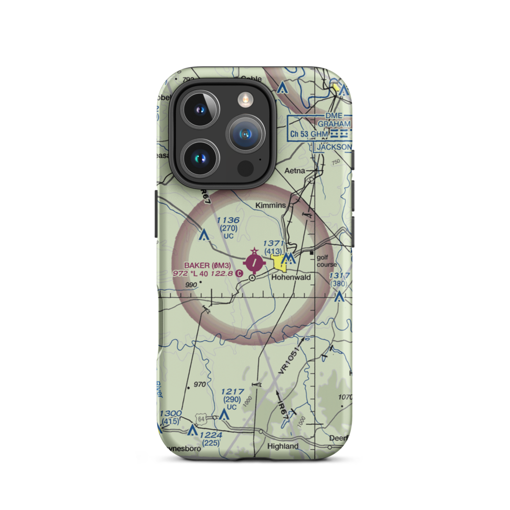 John A Baker Field (0M3) VFR Sectional  Tough iPhone Case iPhone 16 Pro model shown