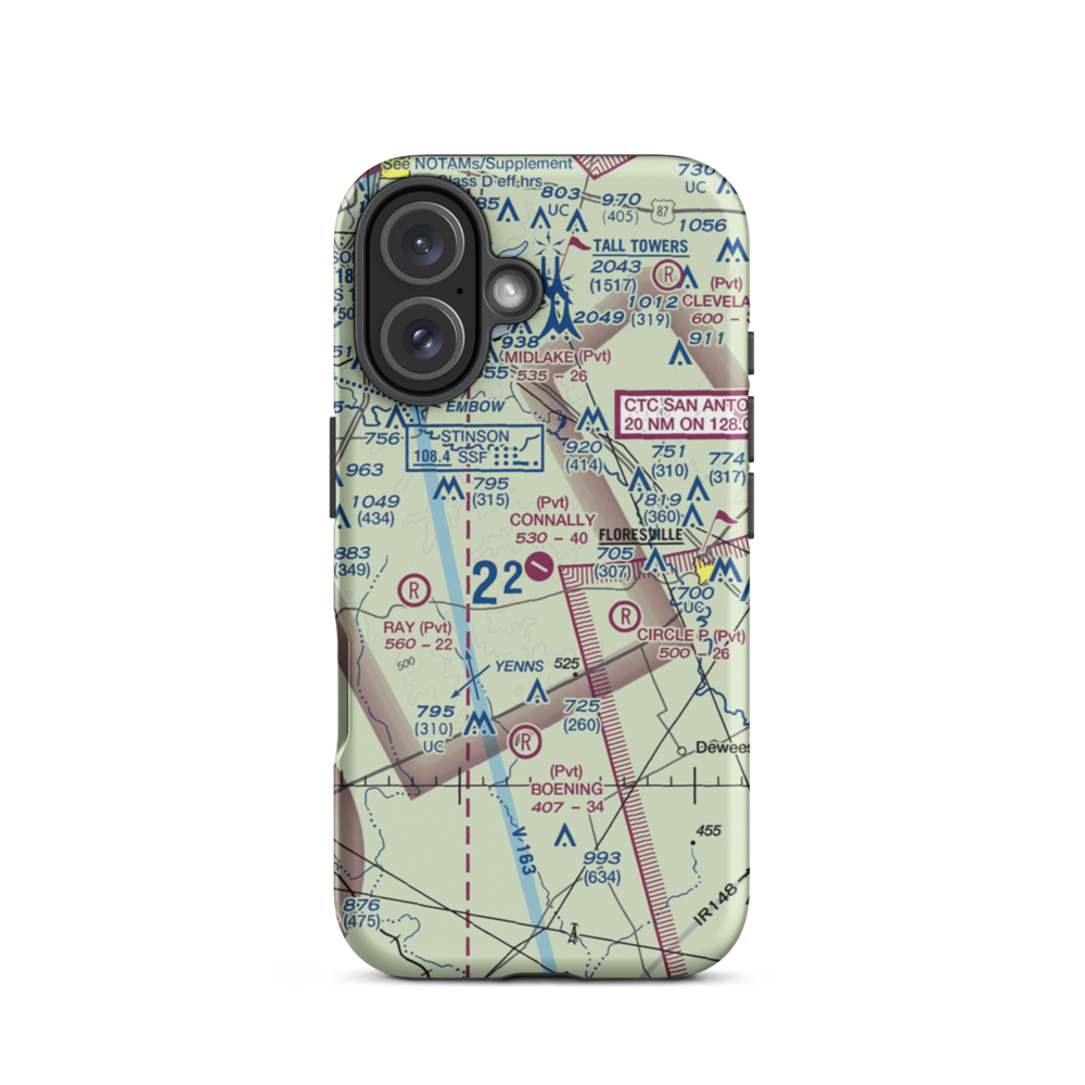 John B Connally Ranch Airport (8TA0) VFR Sectional  Tough iPhone Case iPhone 16 model shown