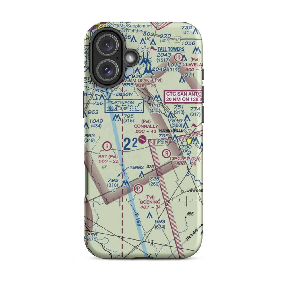 John B Connally Ranch Airport (8TA0) VFR Sectional  Tough iPhone Case iPhone 16 Plus model shown