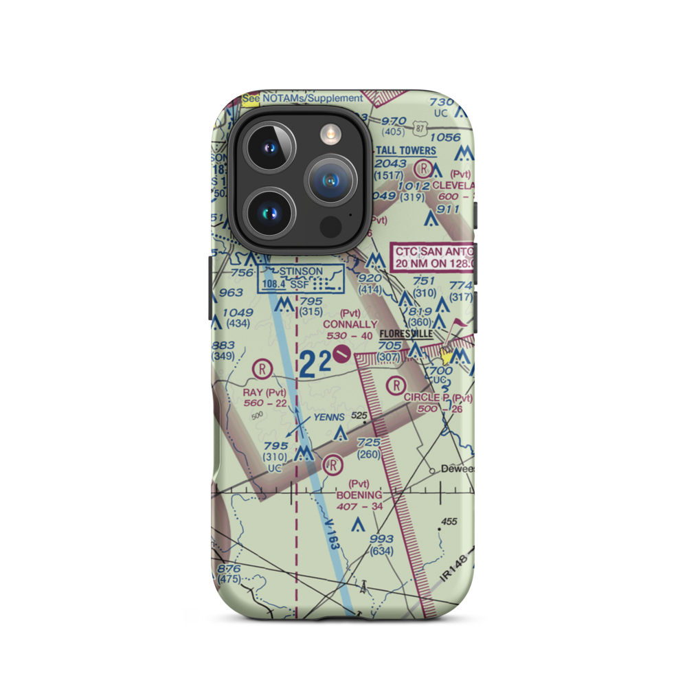 John B Connally Ranch Airport (8TA0) VFR Sectional  Tough iPhone Case iPhone 16 Pro model shown