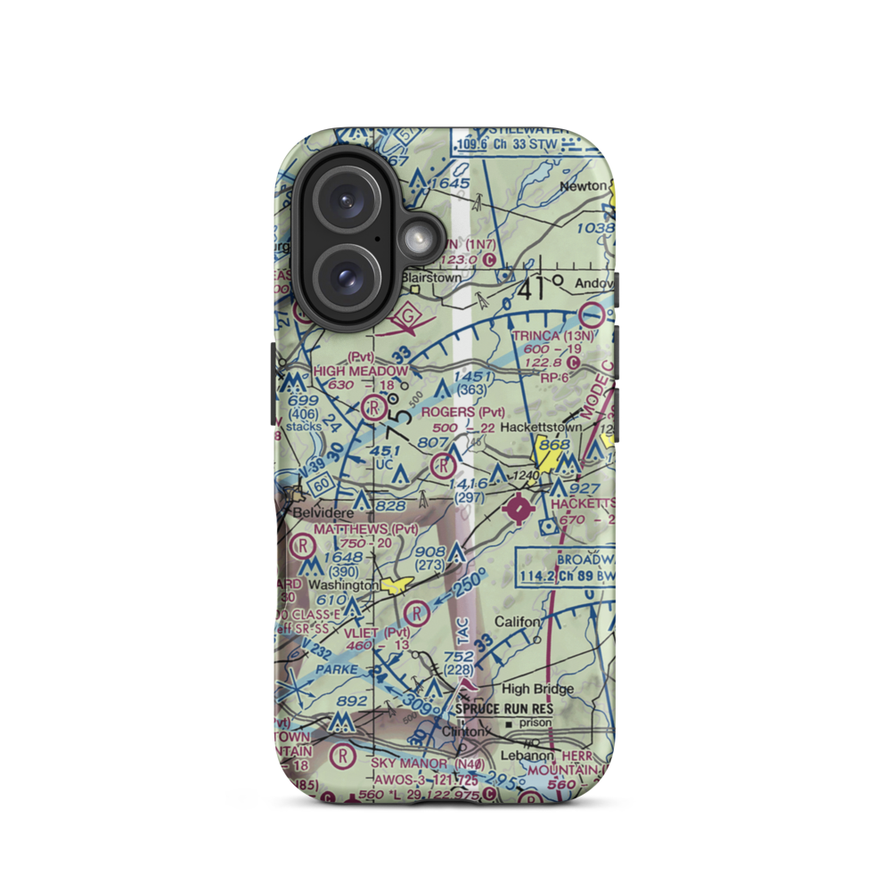 John E. Rogers Airport (NJ65) VFR Sectional  Tough iPhone Case iPhone 16 model shown
