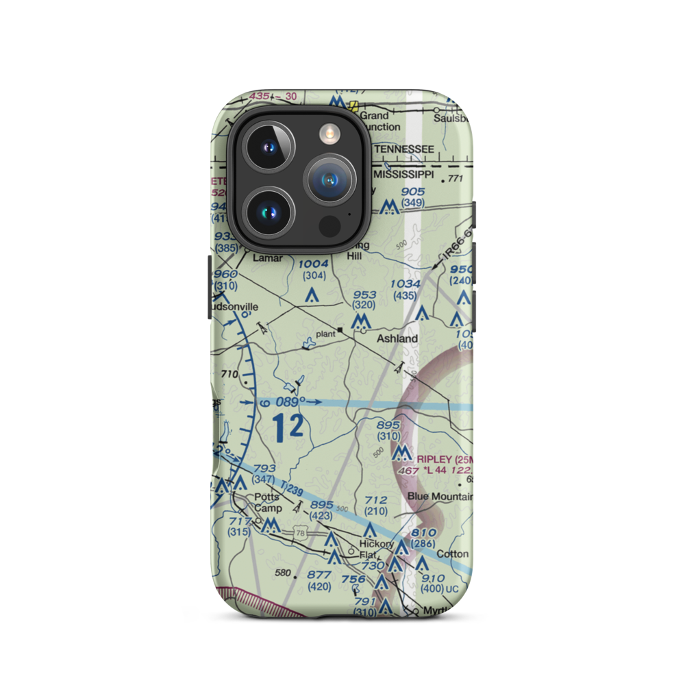John Farese Airpark (MS14) VFR Sectional  Tough iPhone Case iPhone 16 Pro model shown