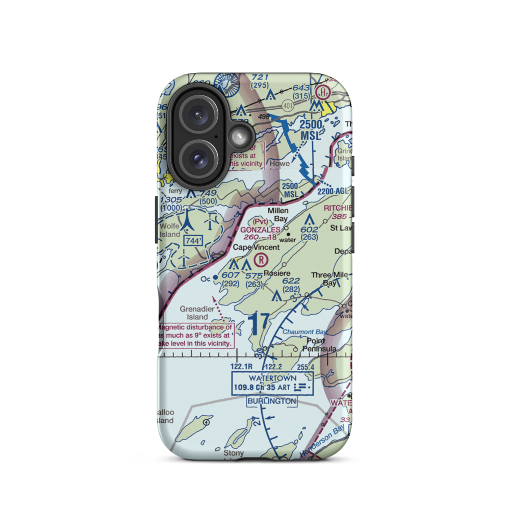 John Gonzales Field (NY69) VFR Sectional  Tough iPhone Case iPhone 16 model shown