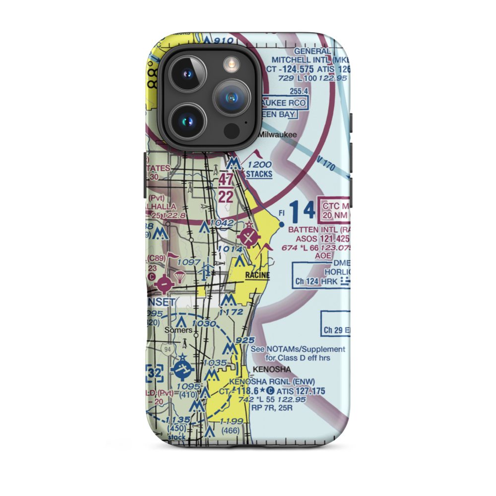 John H Batten Airport (RAC) VFR Sectional  Tough iPhone Case iPhone 16 Pro Max model shown