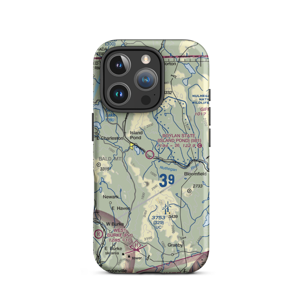John H Boylan State (Island Pond) Airport (5B1) VFR Sectional  Tough iPhone Case iPhone 16 Pro model shown