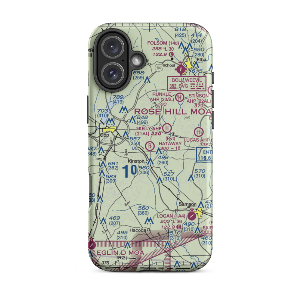 John H Hataway Airport (5AL7) VFR Sectional  Tough iPhone Case iPhone 16 Plus model shown