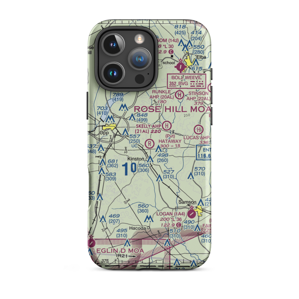 John H Hataway Airport (5AL7) VFR Sectional  Tough iPhone Case iPhone 16 Pro Max model shown