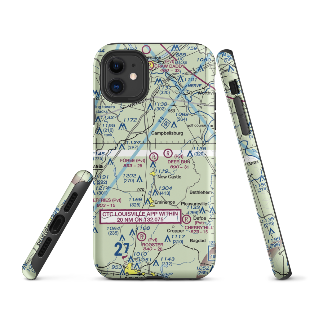 John M. Foree Airport (12KY) VFR Sectional  Tough iPhone Case iPhone 11 model shown