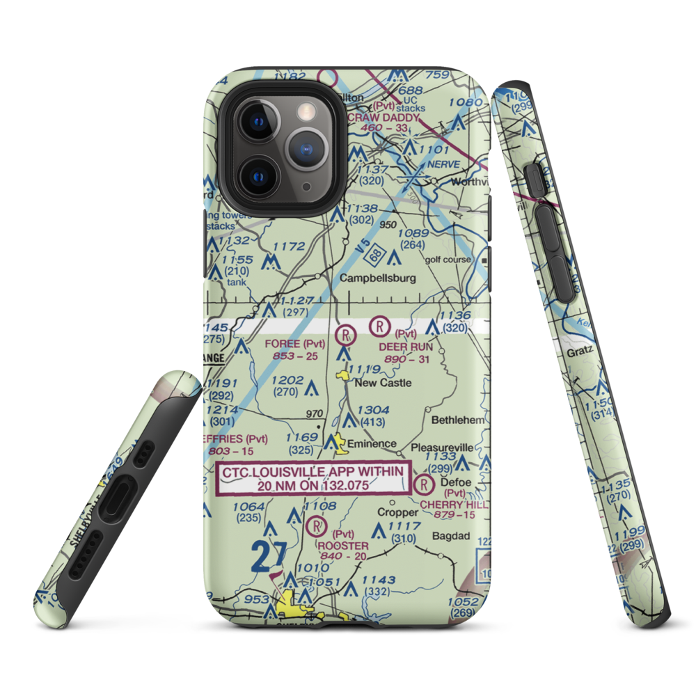 John M. Foree Airport (12KY) VFR Sectional  Tough iPhone Case iPhone 11 Pro model shown