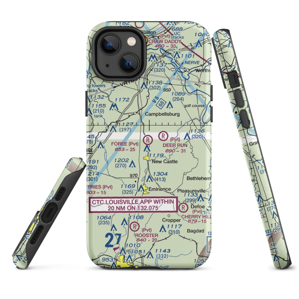 John M. Foree Airport (12KY) VFR Sectional  Tough iPhone Case iPhone 14 Plus model shown