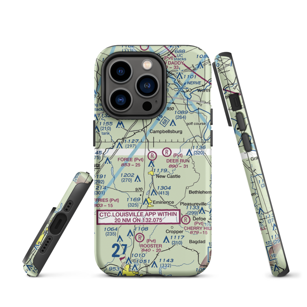 John M. Foree Airport (12KY) VFR Sectional  Tough iPhone Case iPhone 14 Pro model shown