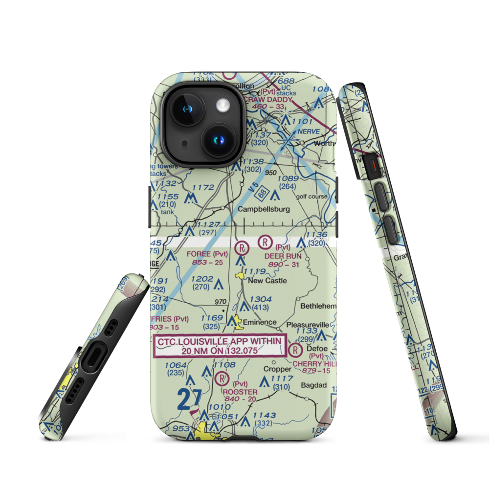 John M. Foree Airport (12KY) VFR Sectional  Tough iPhone Case iPhone 15 model shown