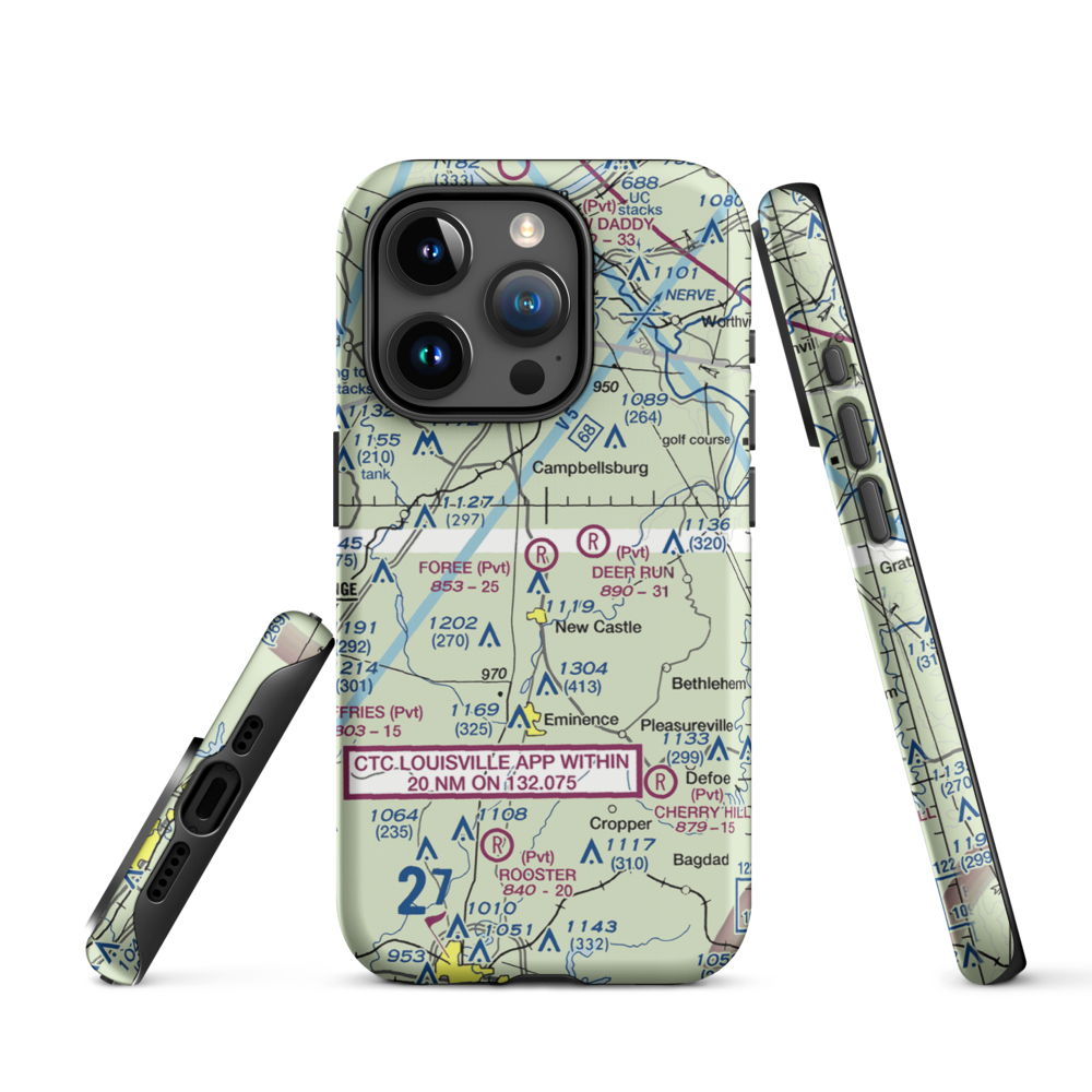 John M. Foree Airport (12KY) VFR Sectional  Tough iPhone Case iPhone 15 Pro model shown