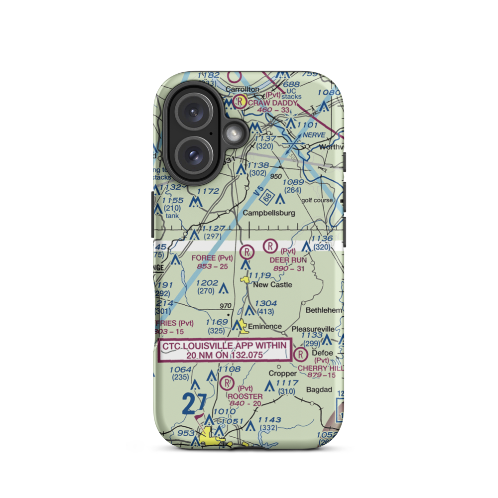 John M. Foree Airport (12KY) VFR Sectional  Tough iPhone Case iPhone 16 model shown