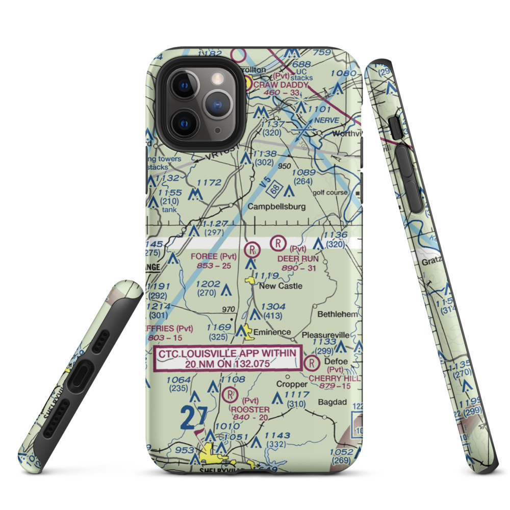 John M. Foree Airport (12KY) VFR Sectional  Tough iPhone Case iPhone 11 Pro Max model shown