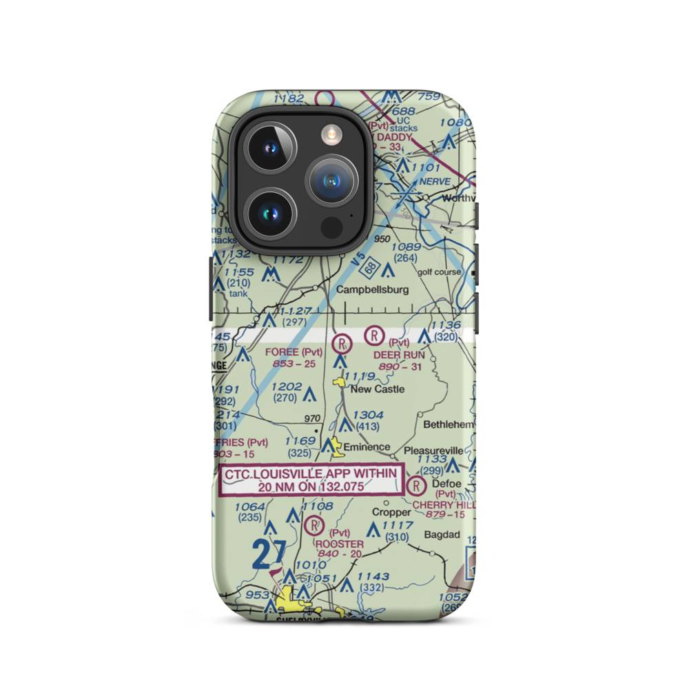 John M. Foree Airport (12KY) VFR Sectional  Tough iPhone Case iPhone 16 Pro model shown