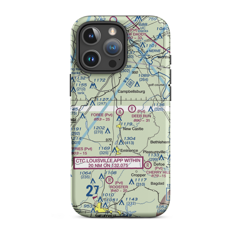 John M. Foree Airport (12KY) VFR Sectional  Tough iPhone Case iPhone 16 Pro Max model shown