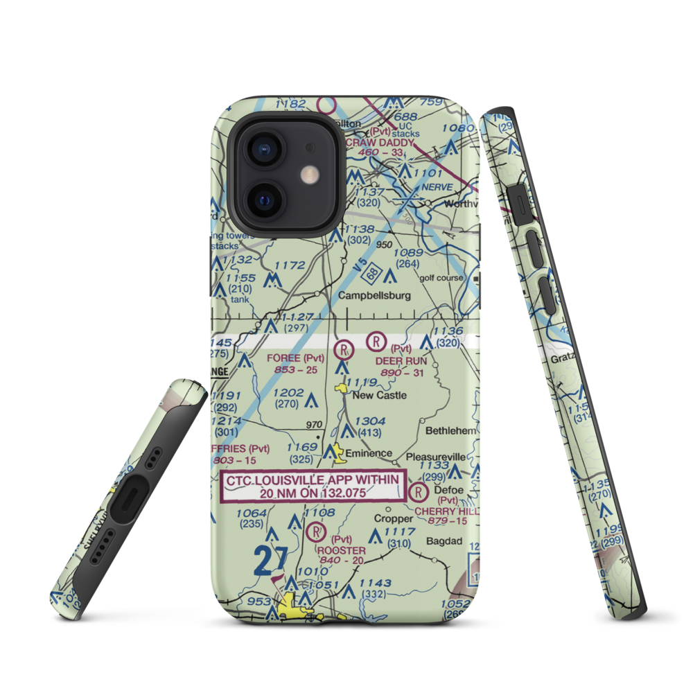 John M. Foree Airport (12KY) VFR Sectional  Tough iPhone Case iPhone 12 model shown