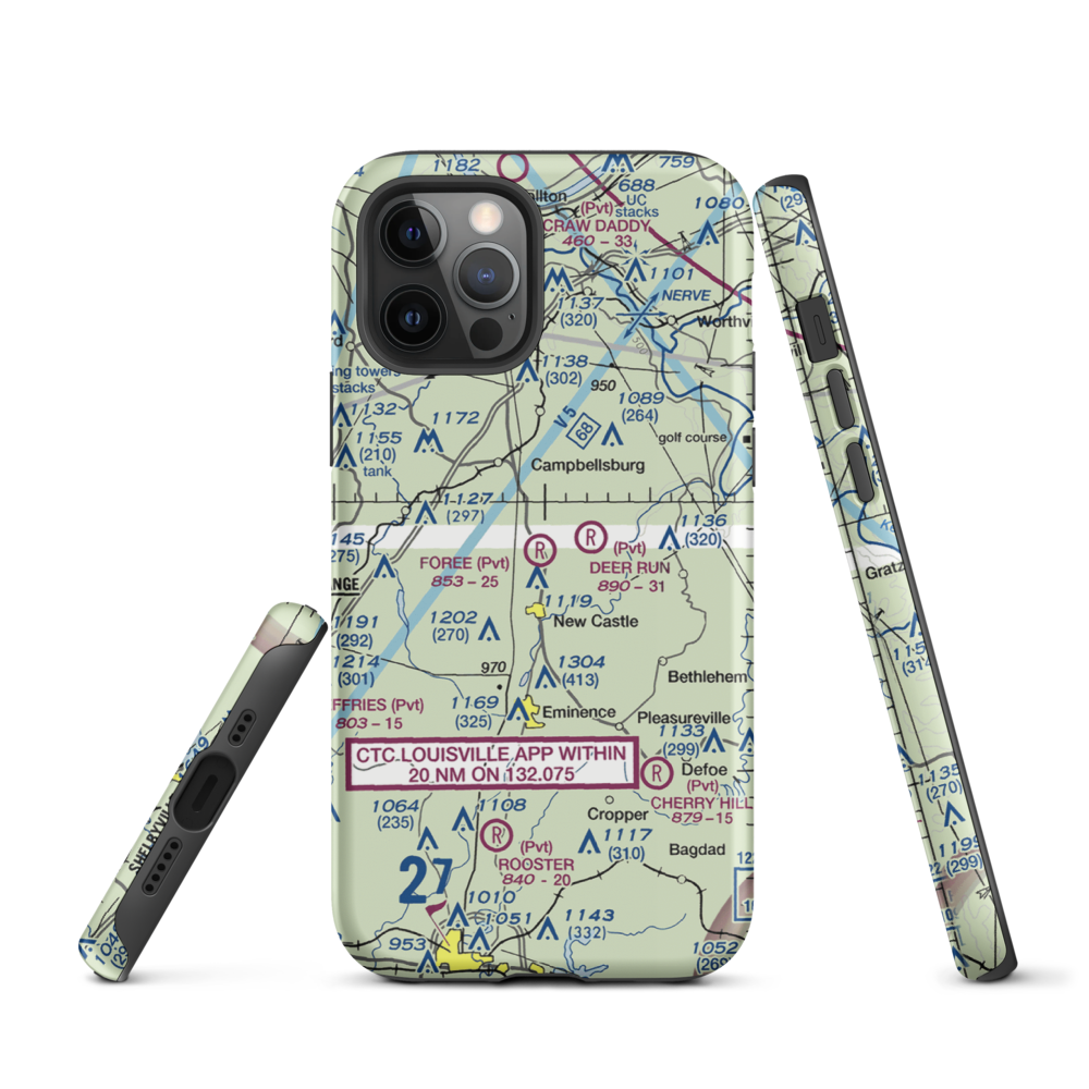 John M. Foree Airport (12KY) VFR Sectional  Tough iPhone Case iPhone 12 Pro model shown
