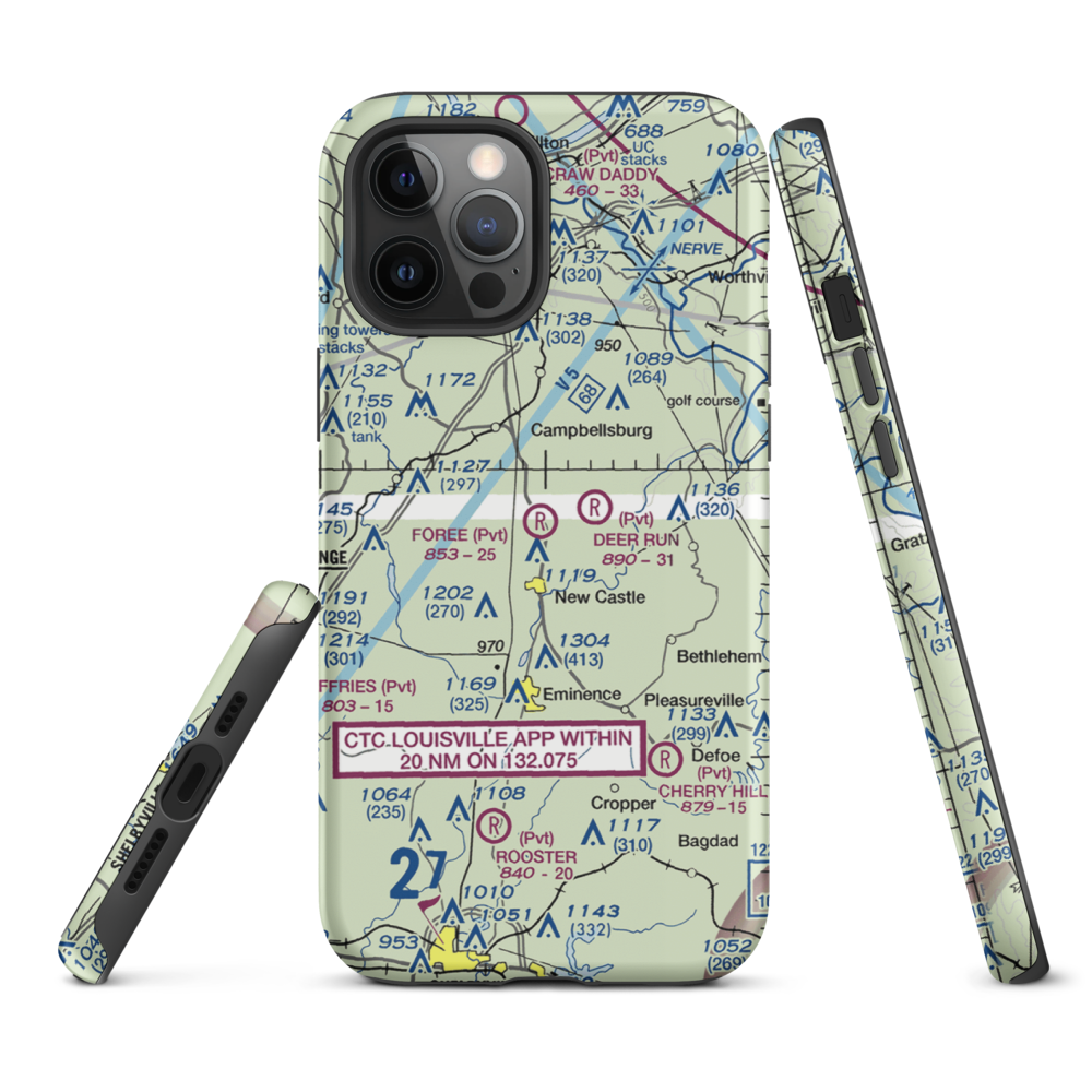 John M. Foree Airport (12KY) VFR Sectional  Tough iPhone Case iPhone 12 Pro Max model shown