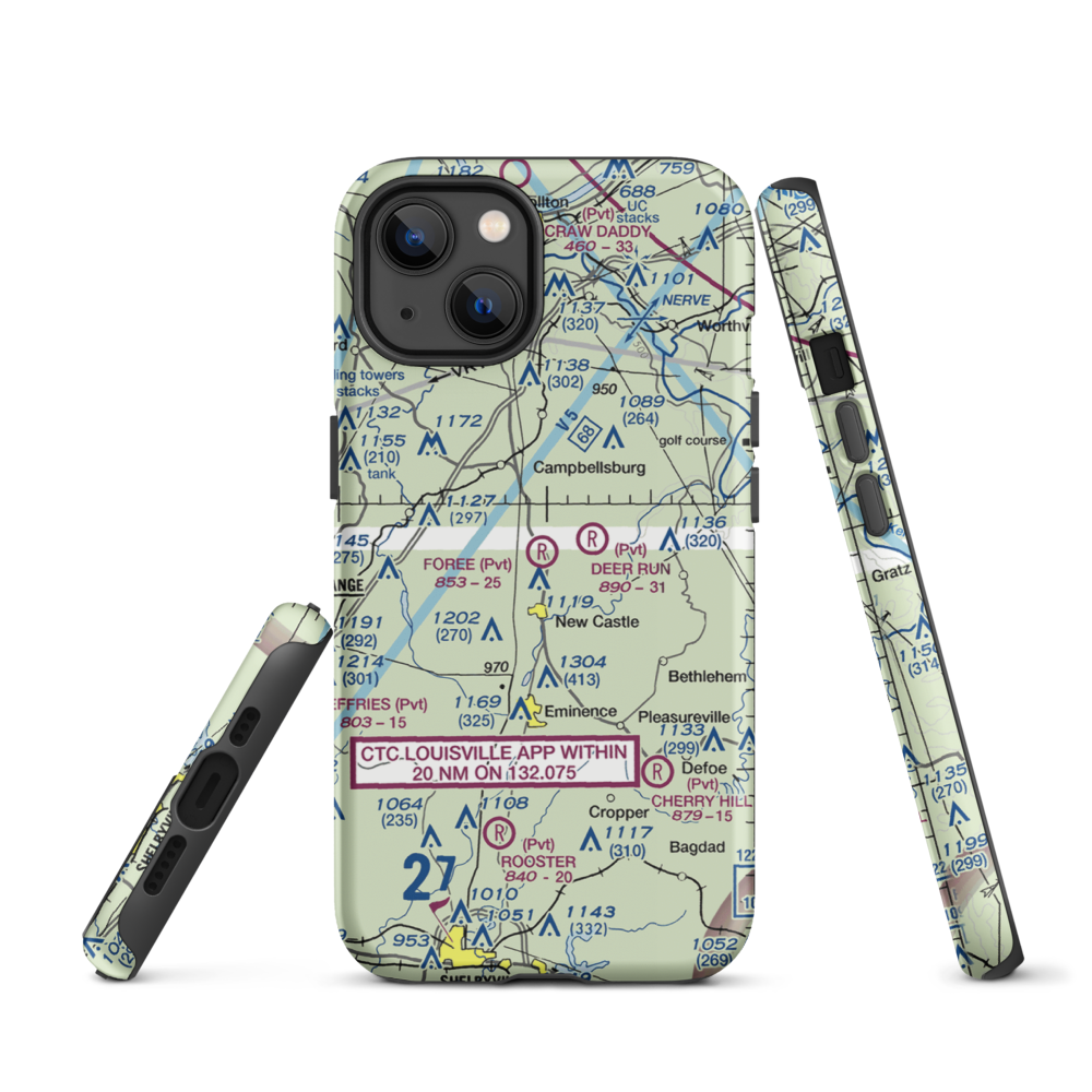 John M. Foree Airport (12KY) VFR Sectional  Tough iPhone Case iPhone 13 model shown