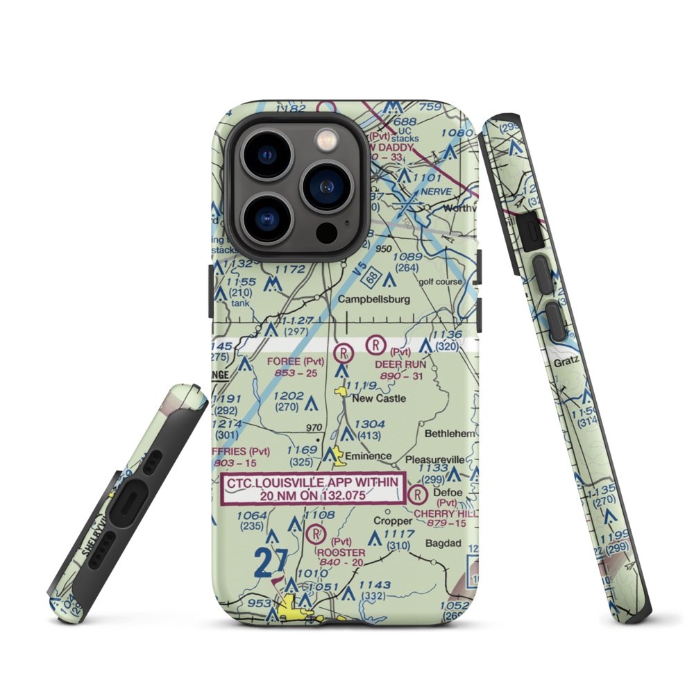 John M. Foree Airport (12KY) VFR Sectional  Tough iPhone Case iPhone 13 Pro model shown