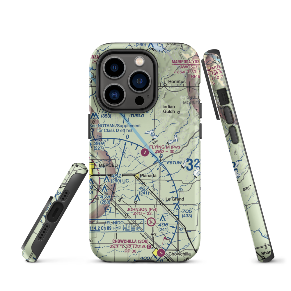 John Myers Airport (CA03) VFR Sectional  Tough iPhone Case iPhone 14 Pro model shown