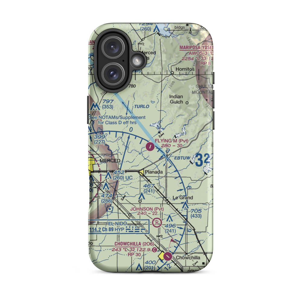 John Myers Airport (CA03) VFR Sectional  Tough iPhone Case iPhone 16 Plus model shown