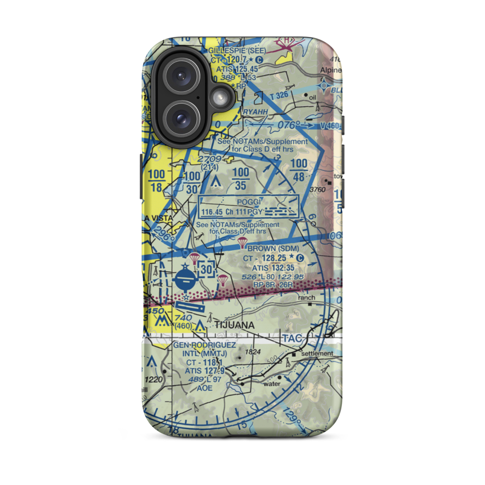 John Nichol's Field Airport (0CL3) VFR Sectional  Tough iPhone Case iPhone 16 Plus model shown