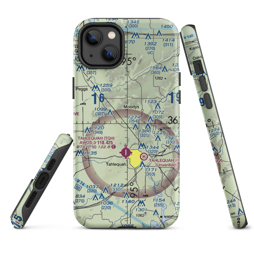 John Reid Airport (6OK1) VFR Sectional  Tough iPhone Case iPhone 14 Plus model shown
