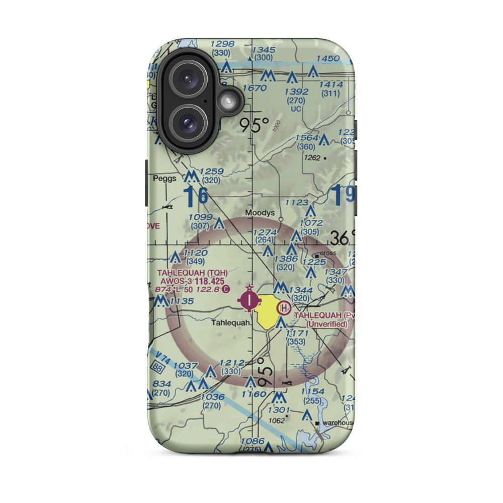 John Reid Airport (6OK1) VFR Sectional  Tough iPhone Case iPhone 16 Plus model shown