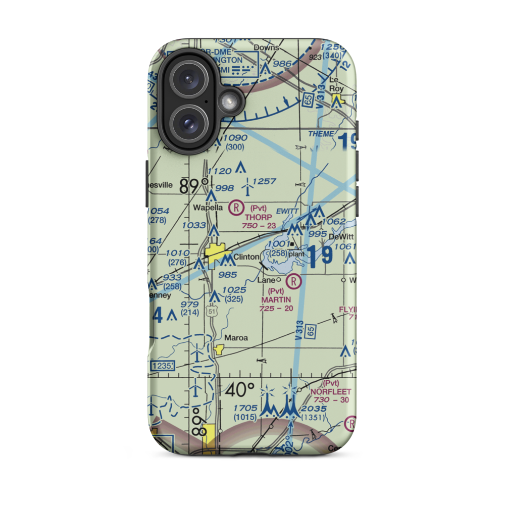 John Scharff Airport (33IL) VFR Sectional  Tough iPhone Case iPhone 16 Plus model shown