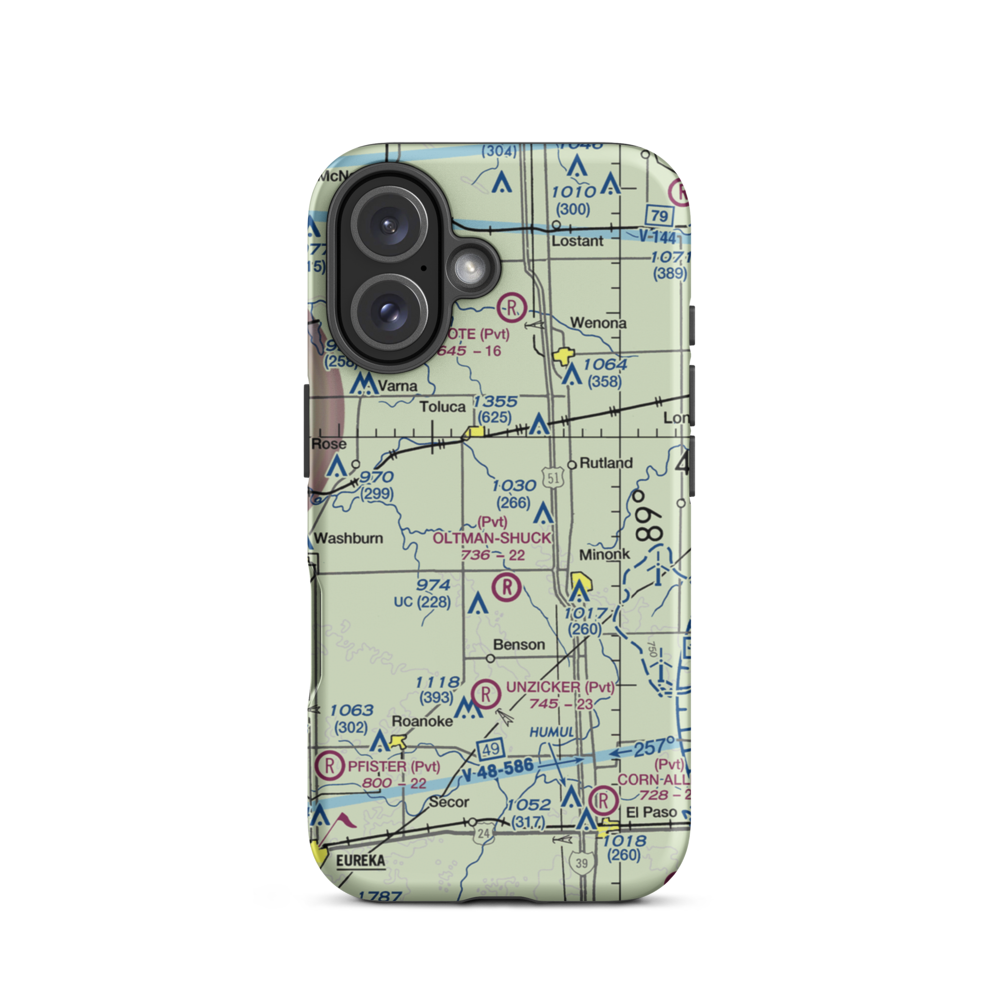 John W Meils Restricted Landing Area (LL98) VFR Sectional  Tough iPhone Case iPhone 16 model shown