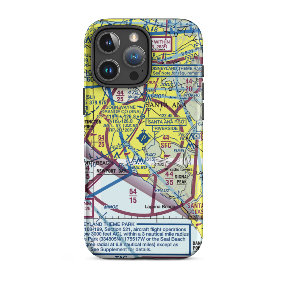John Wayne Airport-Orange County Airport (SNA) VFR Sectional  Tough iPhone Case iPhone 16 Pro Max model shown